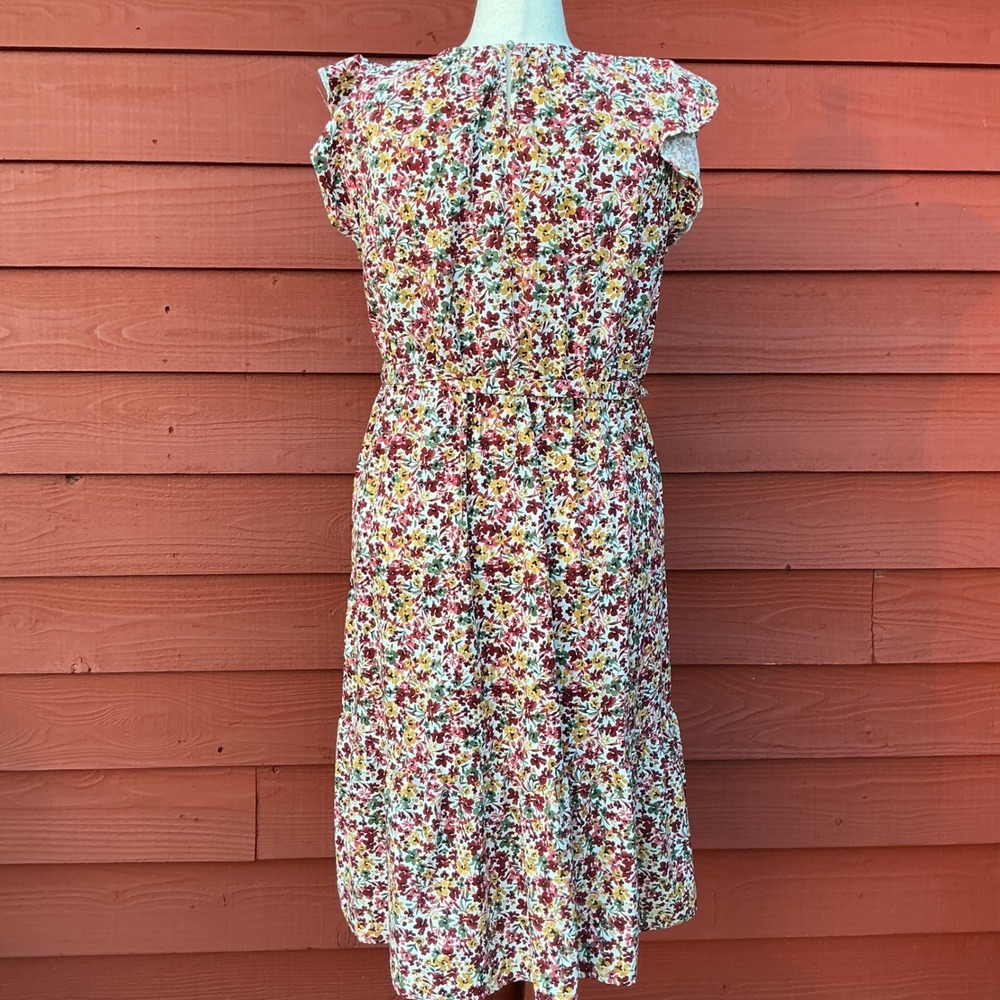 Womens Floral Tiered Midi Dress XXL 20 Multi Flutter Sleeve Boho Cottagecore - Picture 11 of 11